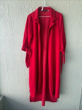 Discovery Red Long Open-Front Camisole Cover-Up